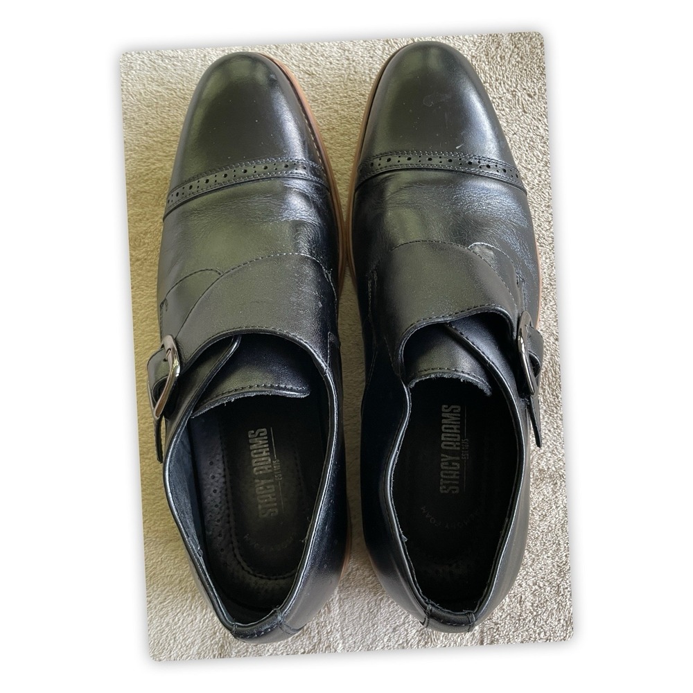 Stacy Adams Oxfords Buckle Mens Size 9M Black Leather Shoes